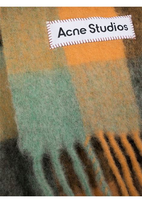 sciarpa mohair a quadri unisex castagna e gialla ACNE STUDIOS | CA0084BO9